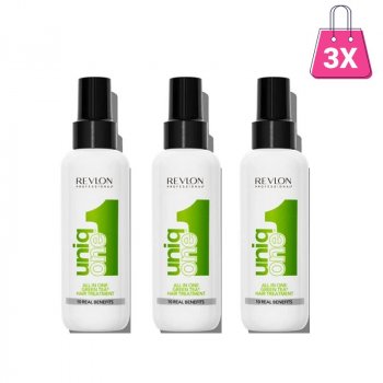 REVLON PROFESSIONAL UNIQ ONE GREEN TEA HAIR TREATMENT 150 ml - 10 Benefici in un unico Trattamento. Fragranza al te verde - MULTIPACK 3 PZ